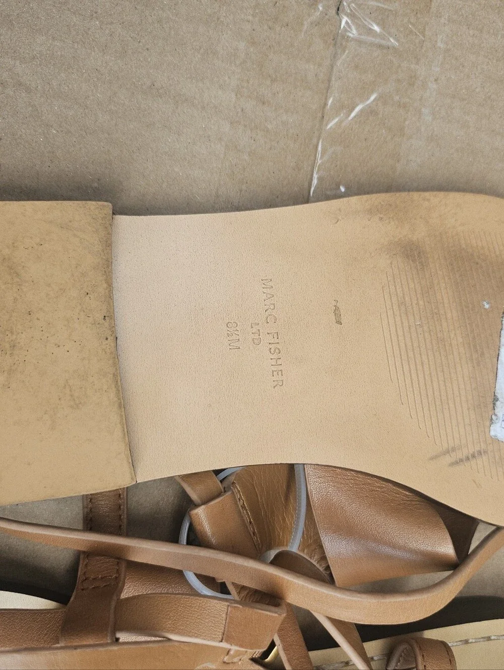Marc Fisher Tan Leather T-Strap Thong Sandals